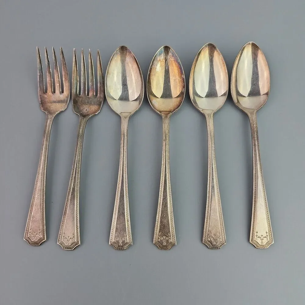 Vintage National Silver Co. EPNS Silverplate 2 Salad Forks 4 Tea Spoons ADAM